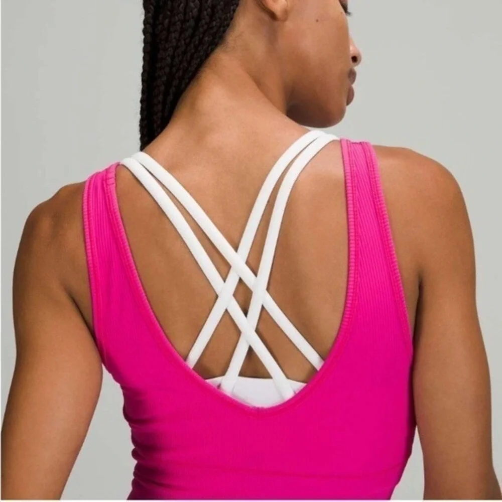 Lululemon Power Pivot Tank Top SIze XS Pink Cropped Reversible Yoga Pilates